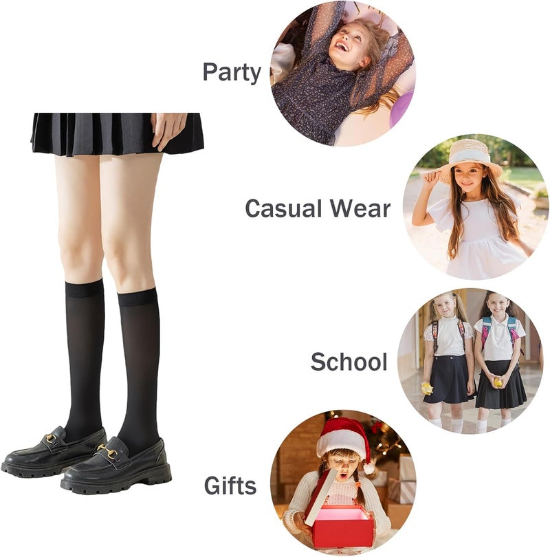 RAYORISA 5 Pack Girls Knee High Socks Kids School Uniform Sheer Stockings Dress Long Socks for 7-18 Years Girls - Image 4